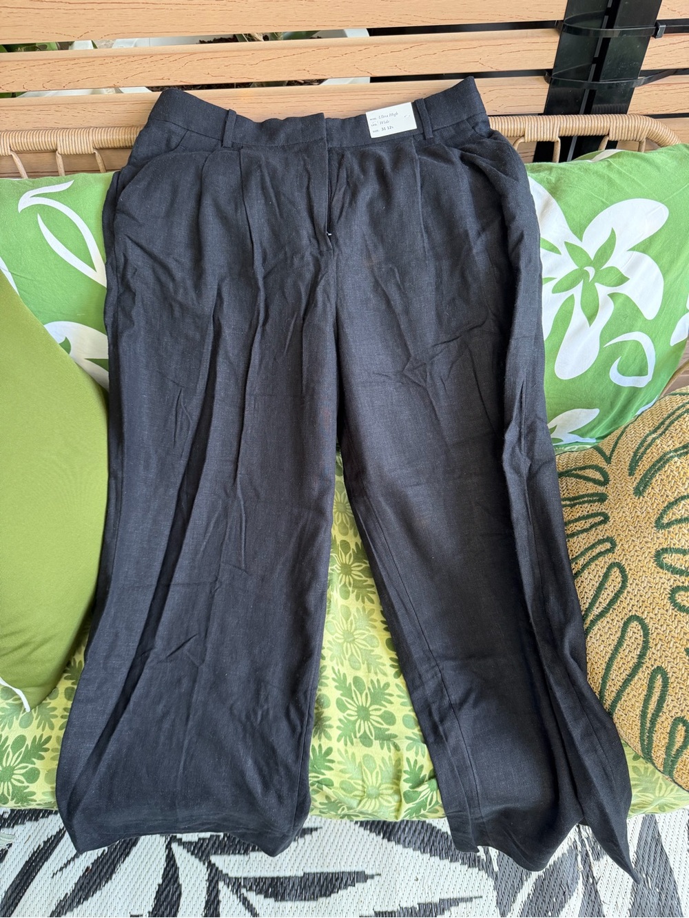 NWT Women’s A&F Black Wide-Leg Linen Blend Pants